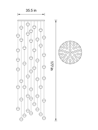 Thumbnail for Front view of the 46-pendant Meteors Crystal Chandelier with round chrome canopy, showcasing its opulent design.