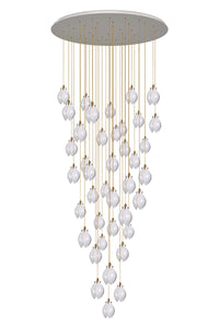 Thumbnail for The Ethereal Bloom sculptural petal chandelier illuminated, showcasing its layered, translucent petal-like design and soft, diffused light.
