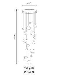 Thumbnail for Side view of the 15-pendant configuration, highlighting its impressive scale and adjustable height.