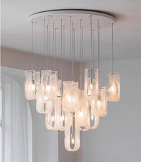 Thumbnail for Side view of Nebula Wave Chandelier, showcasing elegant glass waves