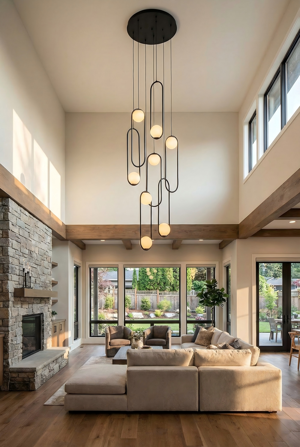 Modern Minimalist Chandelier | Frosted Glass LED | Aurorae