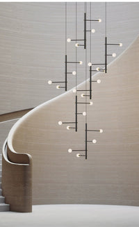 Thumbnail for Front view of the 24-light hanging cord style chandelier, highlighting its balanced design.
