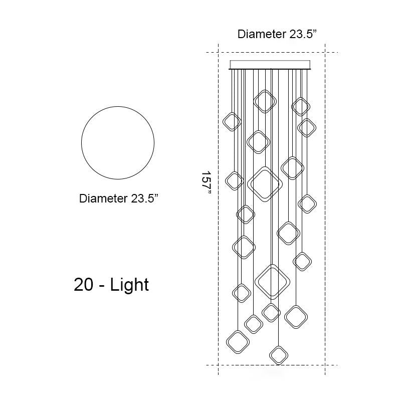 Asymmetrical LED Chandelier | Modern Staircase | Aurorae