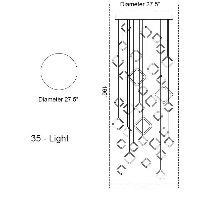 Asymmetrical LED Chandelier | Modern Staircase | Aurorae