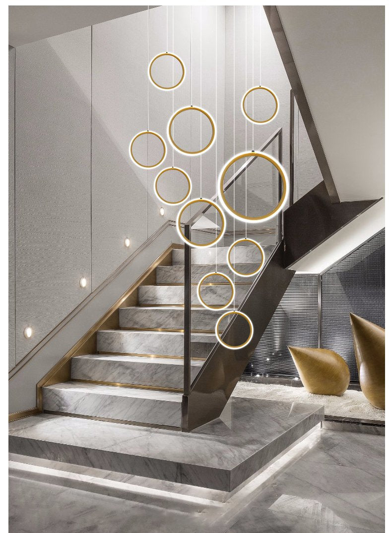 Asymmetrical LED Chandelier | Modern Staircase | Aurorae