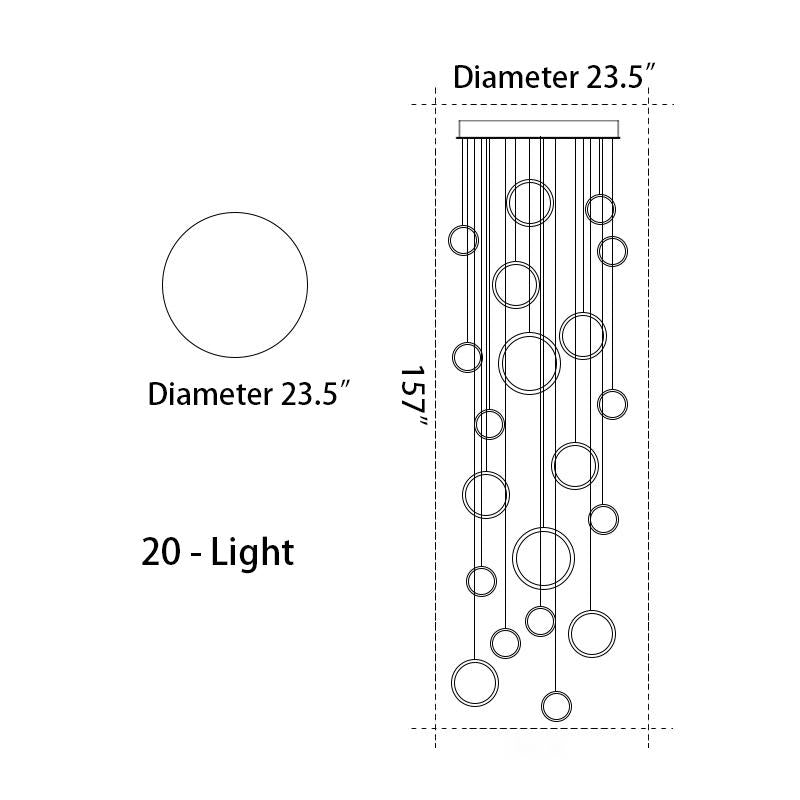 Asymmetrical LED Chandelier | Modern Staircase | Aurorae