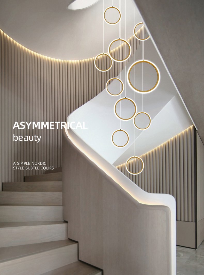 Asymmetrical LED Chandelier | Modern Staircase | Aurorae
