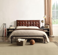 Thumbnail for Brancaster Queen Bed in Vintage Brown Top Grain Leather