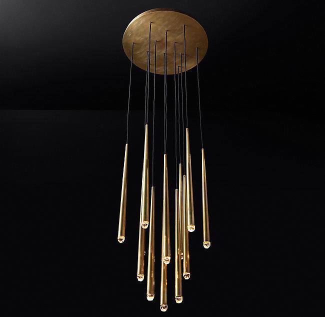 Brushed Brass Round Chandelier | Crystal Glass | Aurorae