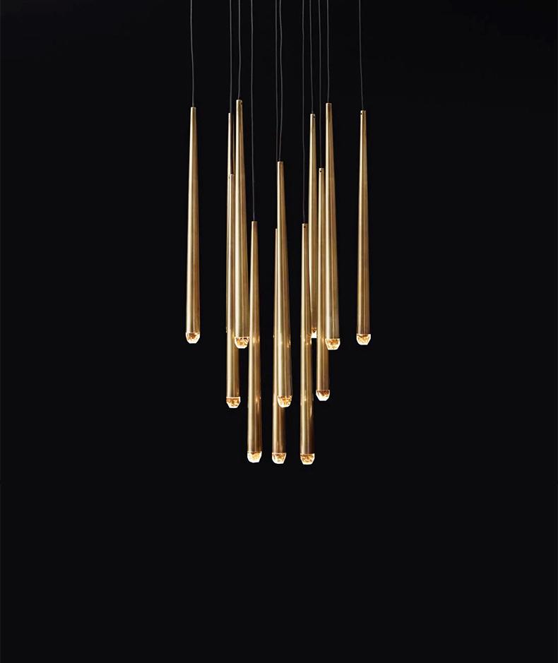 Brushed Brass Round Chandelier | Crystal Glass | Aurorae