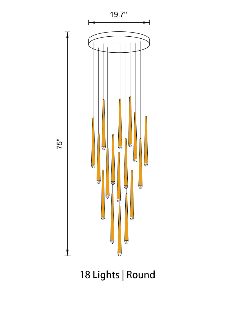 Brushed Brass Round Chandelier | Crystal Glass | Aurorae