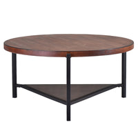 Thumbnail for Coffee Table Round Industrial Design Metal Legs with Storage Open Shelf for Living Room