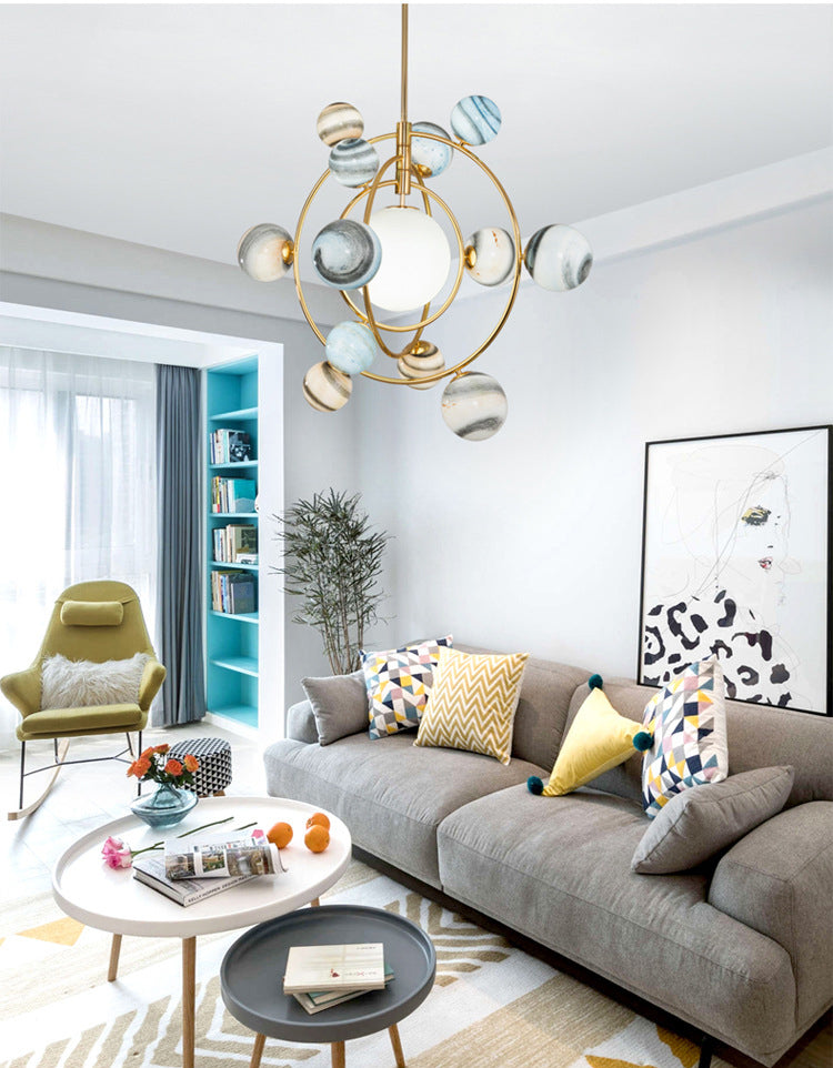 Designer Planet Chandelier | Glass Globe LED | Aurorae