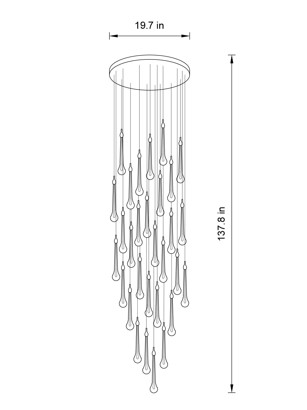 30-light random configuration, emphasizing its unique, cascading crystal style.