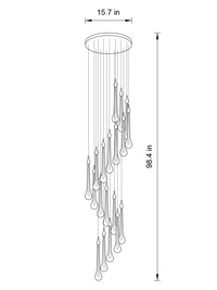 Thumbnail for Crystal Drops Chandelier in 18-light spiral configuration, showcasing its radiant crystal pendants from the front.