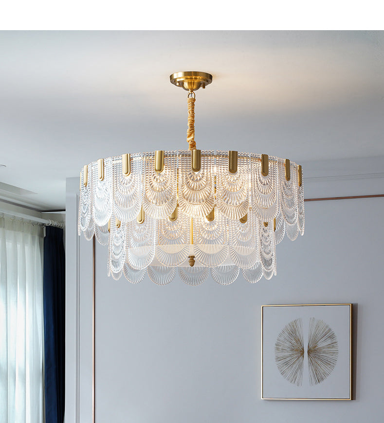 Crystal Glass Chandelier | Brass & LED Elegant | Aurorae