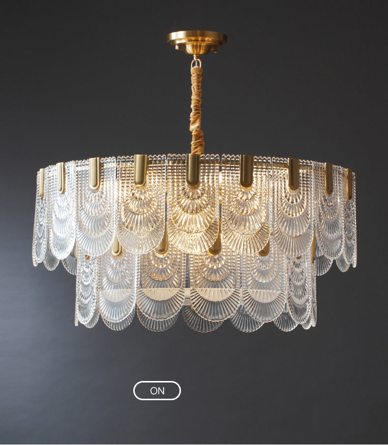 Crystal Glass Chandelier | Brass & LED Elegant | Aurorae