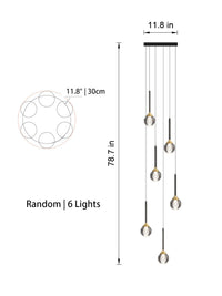 Thumbnail for Front view of the 6-light Sculptural Crystal Pendant Light in random style, showcasing its elegant crystal globes.