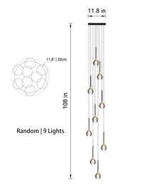 Thumbnail for Front view of the 9-light Sculptural Crystal Pendant Light in random style, displaying its balanced design.