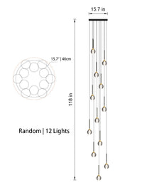 Thumbnail for Front view of the 12-light Sculptural Crystal Pendant Light in random style, ideal for larger spaces.