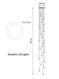 Thumbnail for Front view of the 20-light Sculptural Crystal Pendant Light in random style, perfect for spacious interiors.