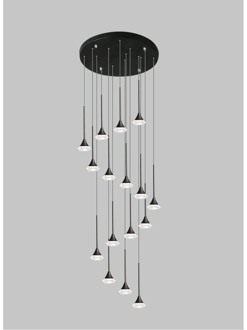 Spiral Glass Pendant Light | Chrome Staircase LED | Aurorae