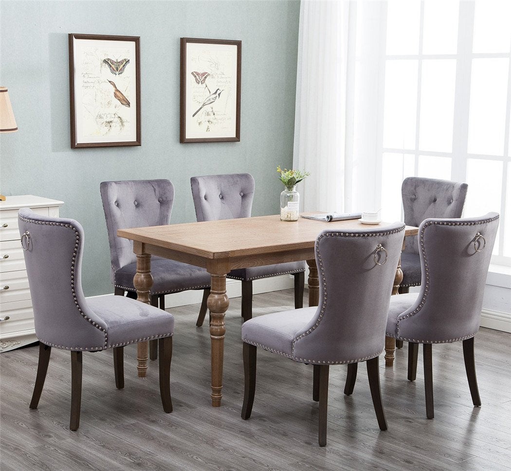 Dining Chair Tufted Armless Chair | Upholstered Accent Chair | Set of 4 Grey