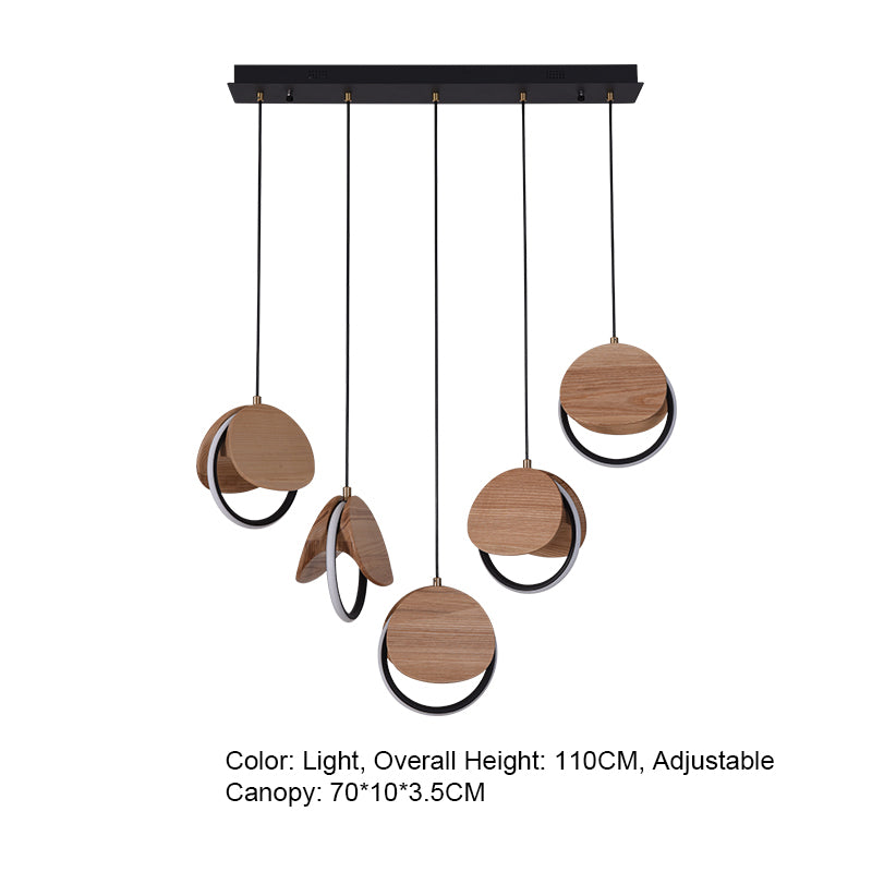 Double Moon Pendant Light | Wood & Brass LED | Aurorae