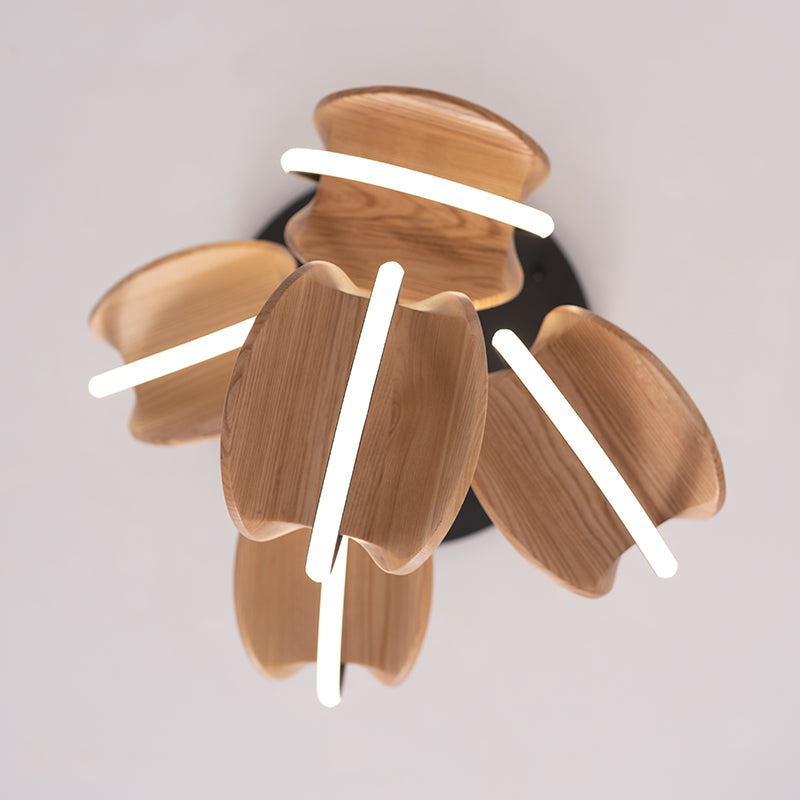 Double Moon Pendant Light | Wood & Brass LED | Aurorae