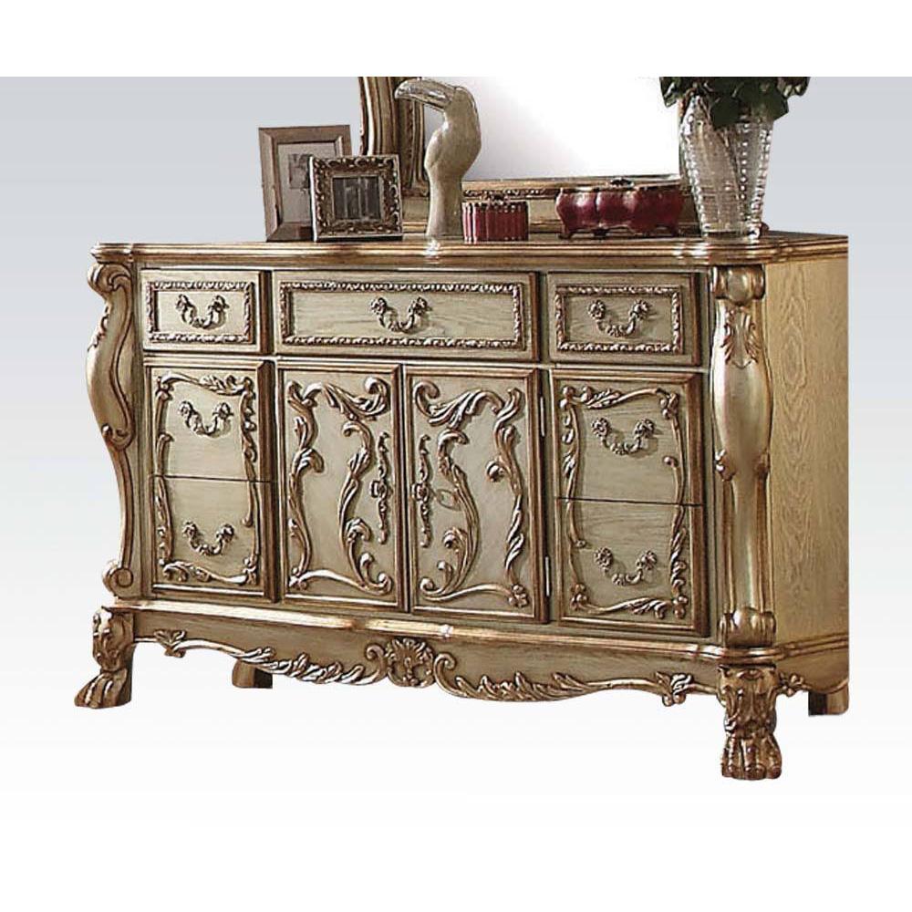 Dresden Dresser in Gold Patina and Bone