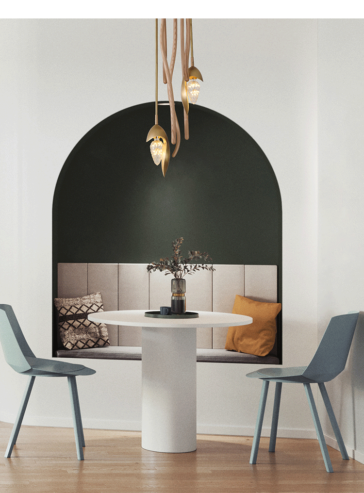 Elf Pendant Light | Grand Wood & Brass Sculpture | Aurorae