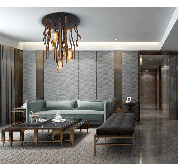 Elf Pendant Light | Grand Wood & Brass Sculpture | Aurorae