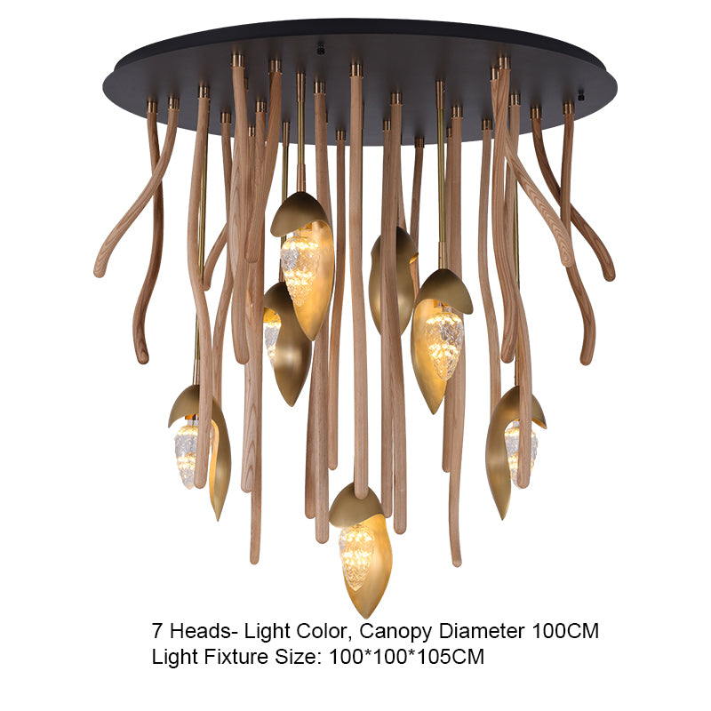 Elf Pendant Light | Grand Wood & Brass Sculpture | Aurorae