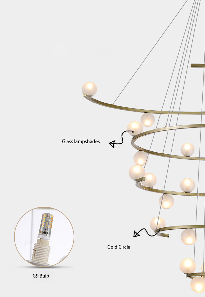 Close-up of the G9-base LED bulbs, emphasizing energy efficiency.