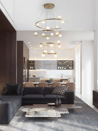 Thumbnail for Lifestyle image of the 22-light chandelier in a luxurious foyer, radiating elegance.