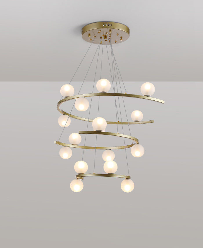Top view of the 16-light chandelier, emphasizing its circular arrangement.