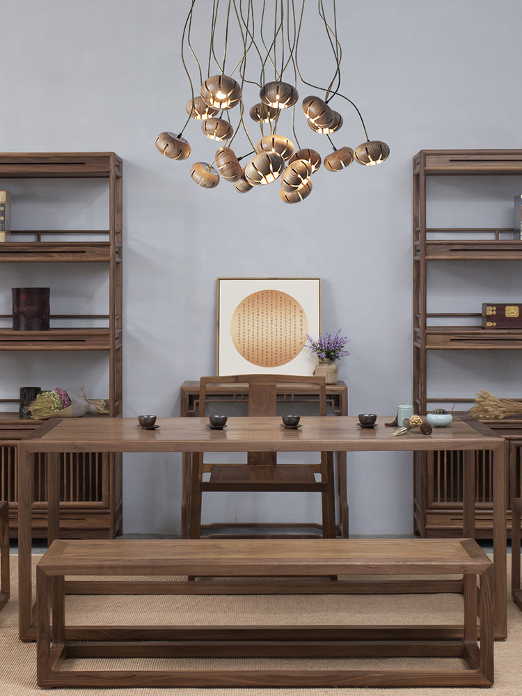 Flower Wooden Chandelier | Natural Brass LED | Aurorae