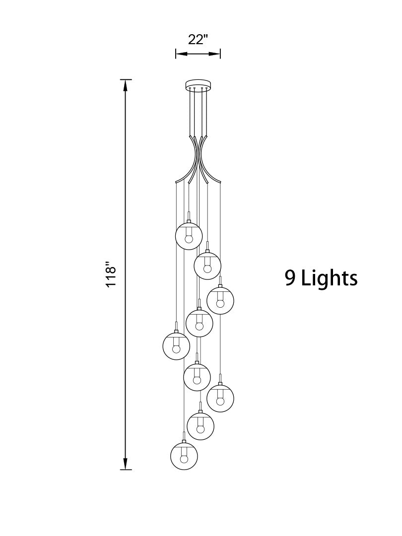 Glass Ball Pendant Light in Cognac