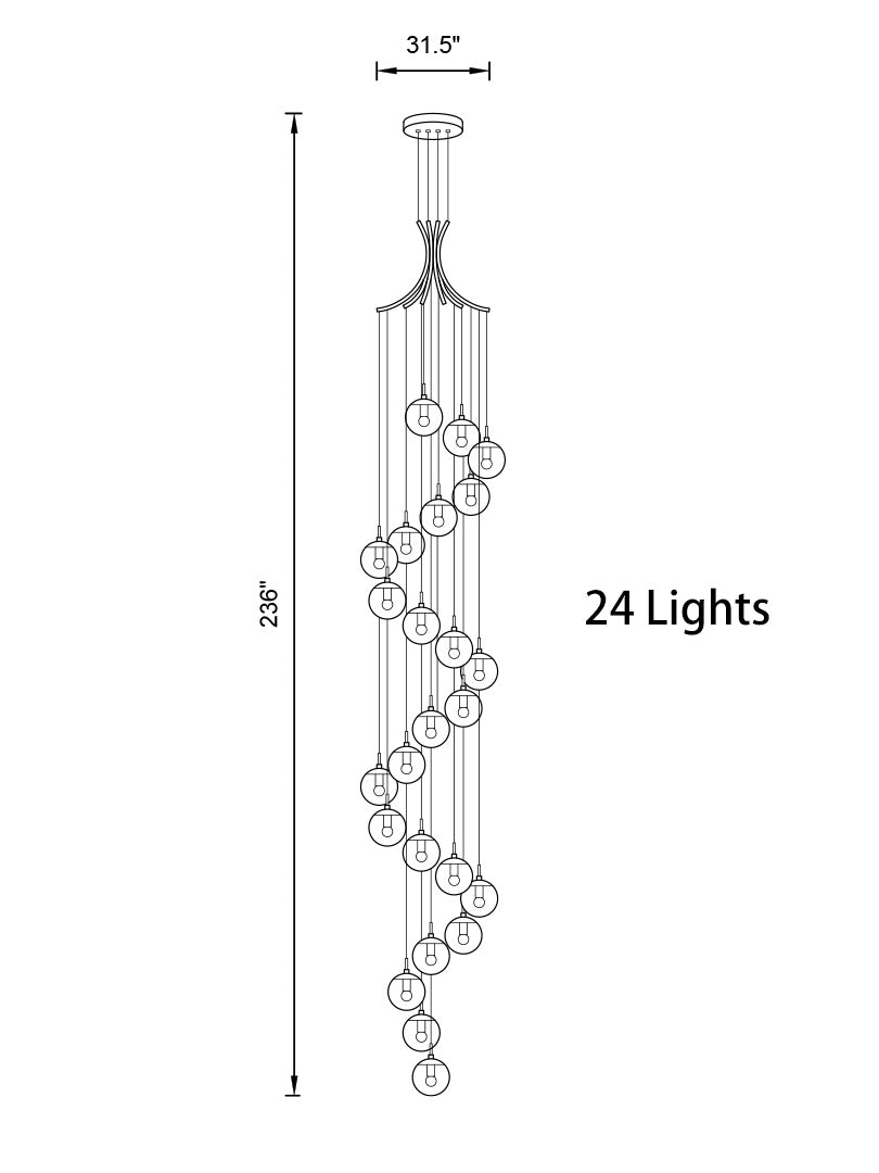 Glass Ball Pendant Light in Cognac