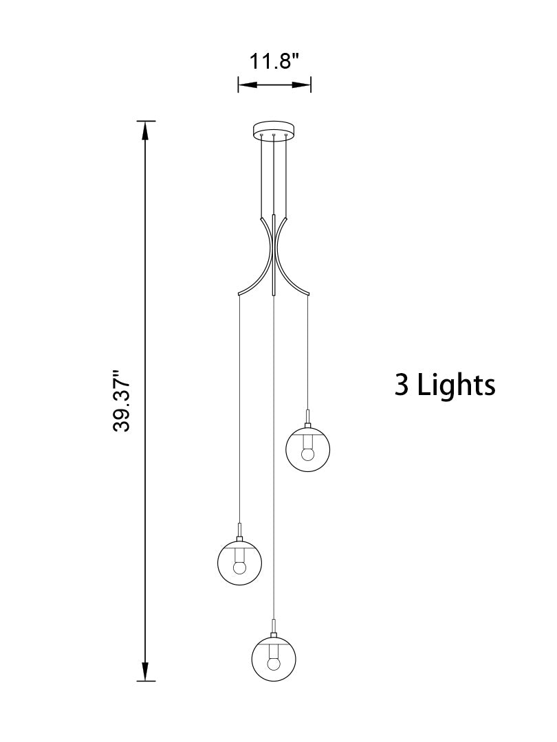 Glass Ball Pendant Light in Cognac | Amber LED | Aurorae