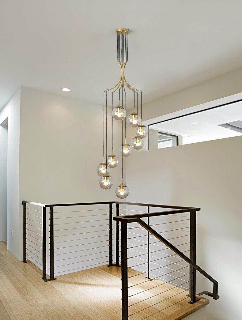 Glass Ball Pendant Light in Cognac | Amber LED | Aurorae