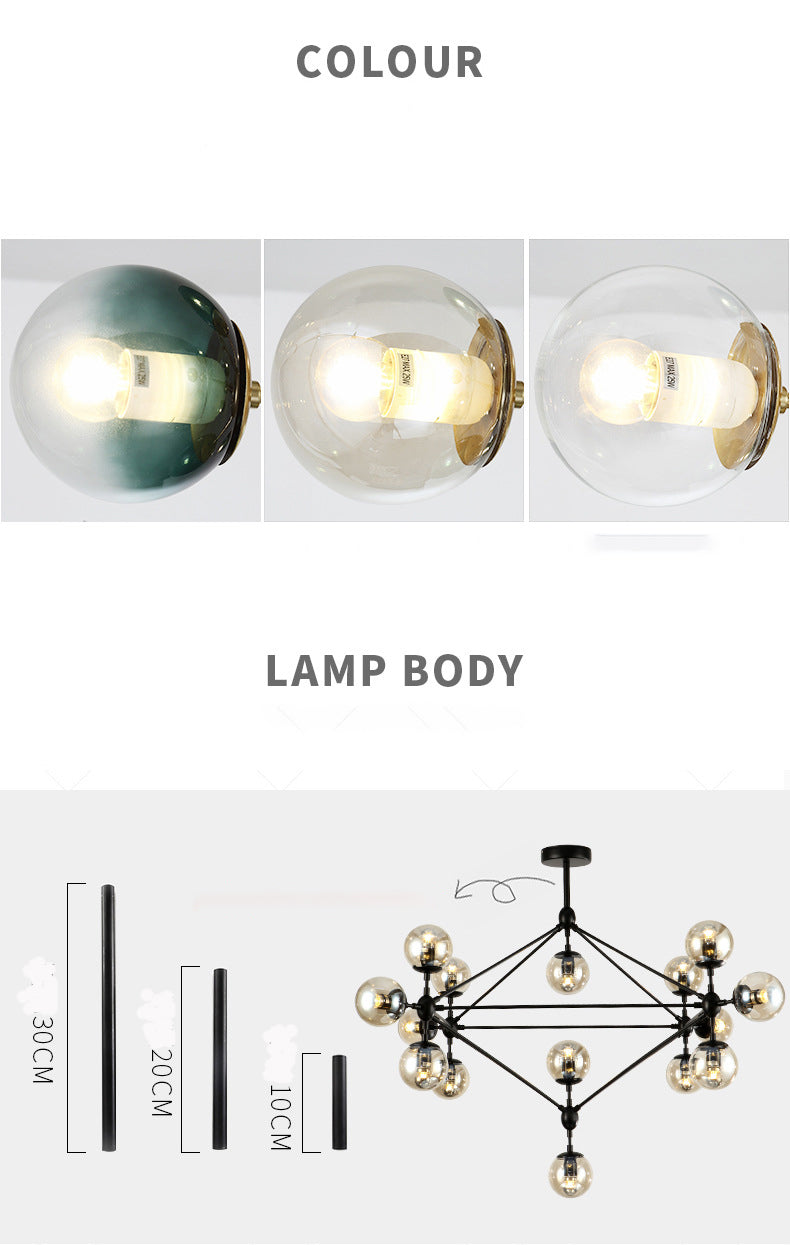 Glass Molecular Chandelier | Modern Globe LED | Aurorae