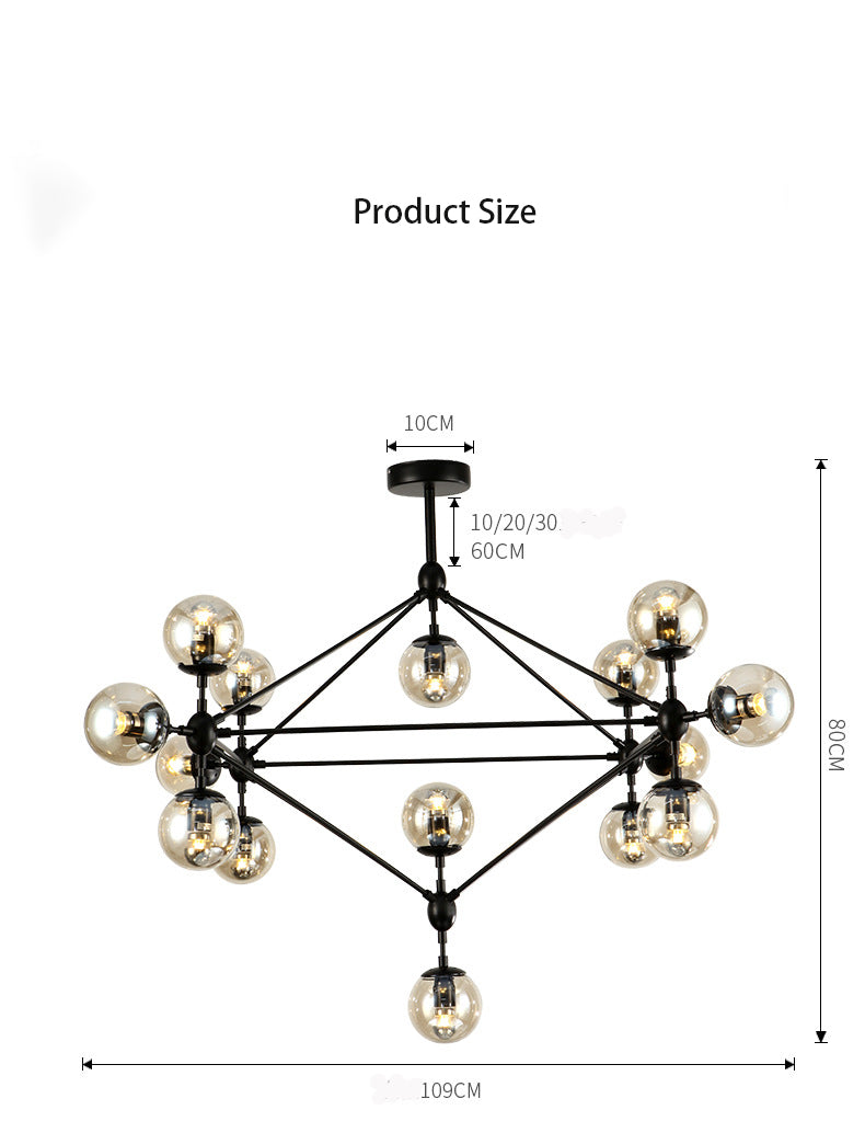 Glass Molecular Chandelier | Modern Globe LED | Aurorae
