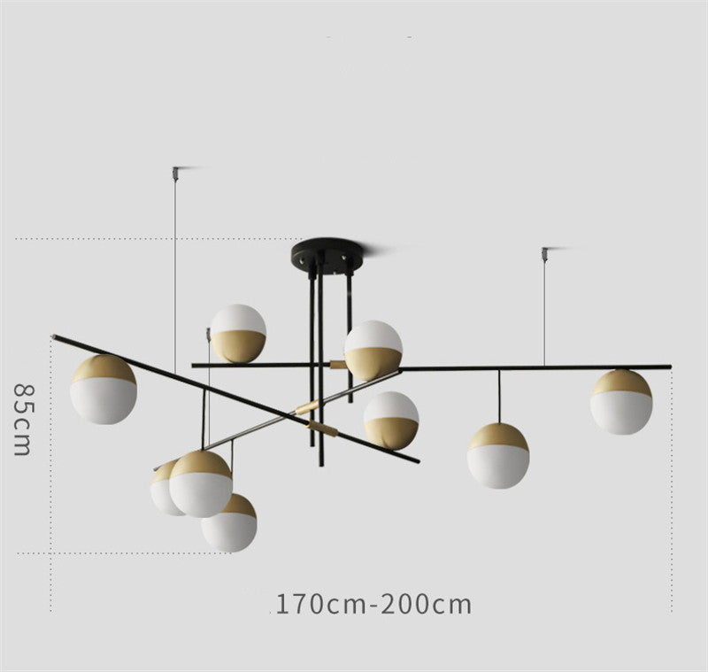 Glass Ball Balance Chandelier | Brass Modern | Aurorae