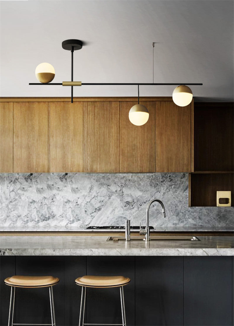 Glass Ball Balance Chandelier | Brass Modern | Aurorae