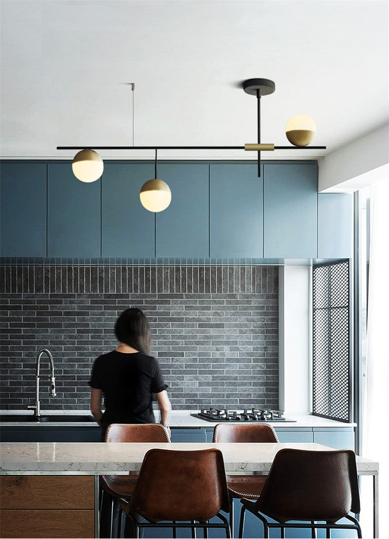 Glass Ball Balance Chandelier | Brass Modern | Aurorae