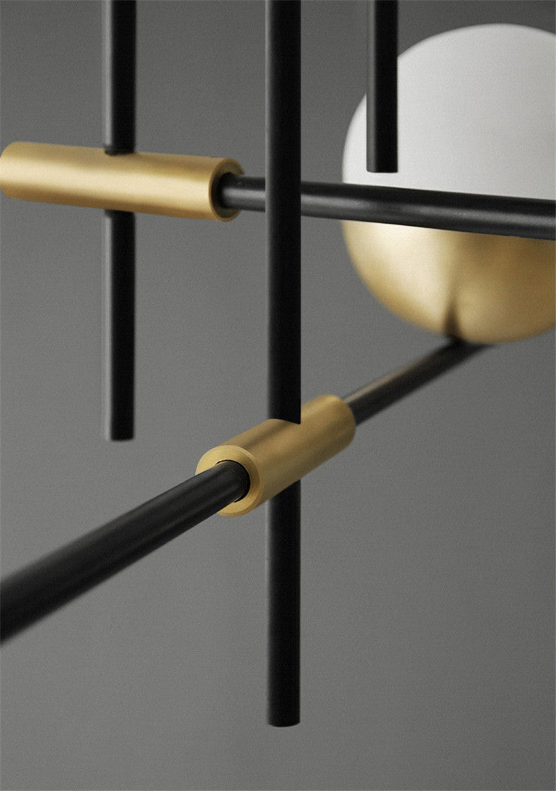 Glass Ball Balance Chandelier | Brass Modern | Aurorae