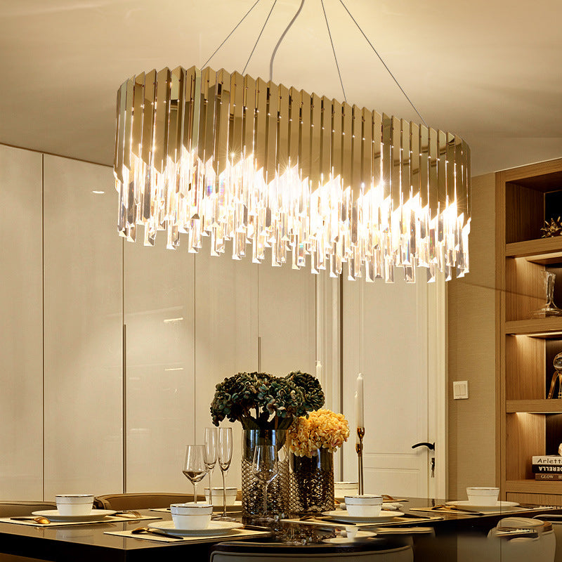 Golden Rectangular French Crystal Chandelier | LED | Aurorae