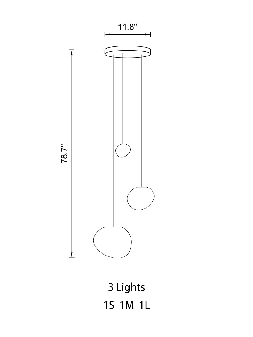 Top view of the 3-pendant configuration, revealing its sleek black canopy and light arrangement.