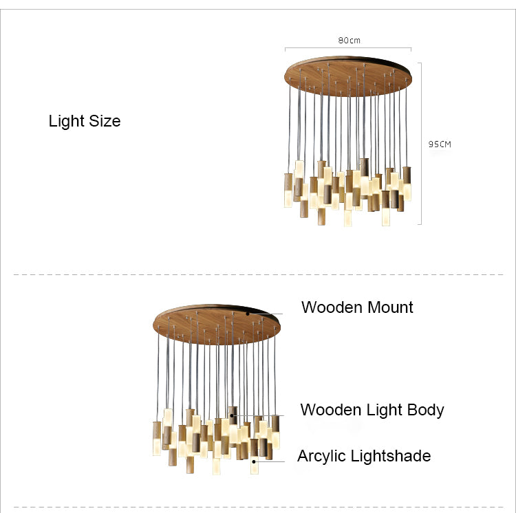 Grow Stick Pendant Light | Wooden LED Modern | Aurorae